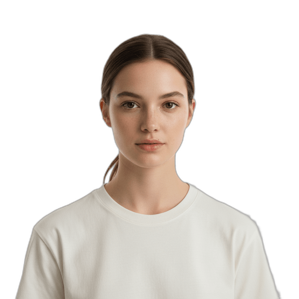 Portrait éditorial d'une jeune femme au visage naturel, sans maquillage